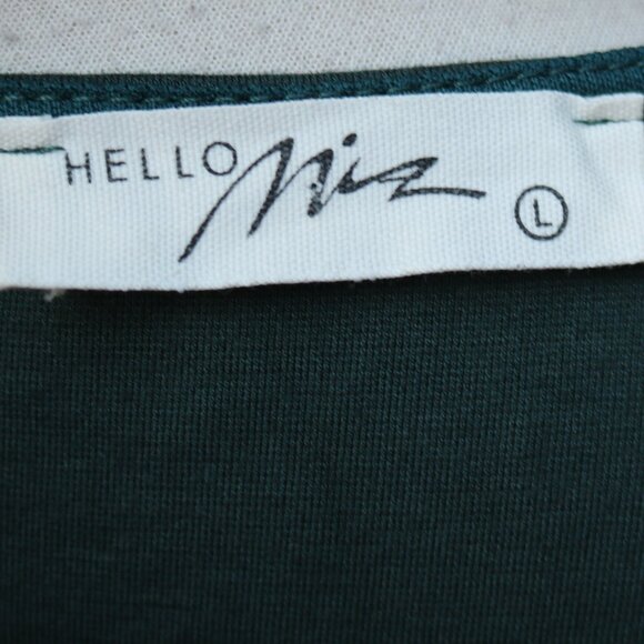 Hello Miz Hunter Green Knit Pleated Wide Waistband 3/4 Sleeve Maternity Dress LG - Picture 6 of 7